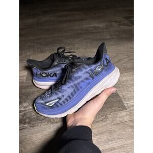 Hoka One One Clifton 9 Black/Stellar Blue Size 7w